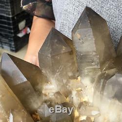 21.3LB Natural smoky citrine quartz cluster crystal specimen healing 11.4'' GA65