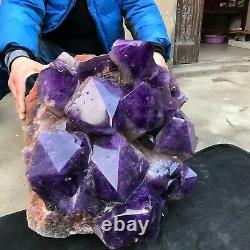 213LB 21 Huge Natural amethyst Cluster purple Quartz Crystal mineral Specimen