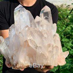 22.57LB Clear Natural Beautiful White QUARTZ Crystal Cluster SpecimenCF617