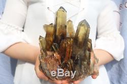 2220g Natural Beautiful Citrine Smoke Quartz Crystal Cluster Tibetan Specimen