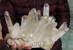 24.18lb AAA+++ Clear Natural White QUARTZ Crystal Cluster Specimen