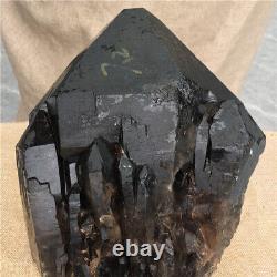25.52LB Natural smoky black Quartz Mineral carved Crystal Specimen reiki Healing
