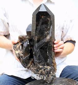 26.29lb Natural Rare Beautiful Black QUARTZ Crystal Cluster Mineral Specimen