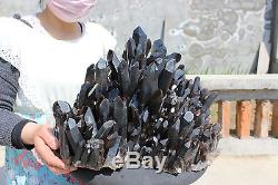 27000g(59.5Ib) Natural Beautiful Black QUARTZ Crystal Cluster Mineral Specimen