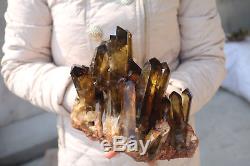 2700g Natural Beautiful Citrine Smoke Quartz Crystal Cluster Tibetan Specimen