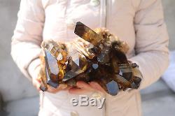2700g Natural Beautiful Citrine Smoke Quartz Crystal Cluster Tibetan Specimen