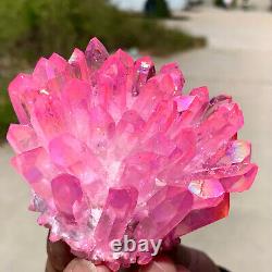 276G Newly discovered pink phantom quartz crystal cluster mineral sample