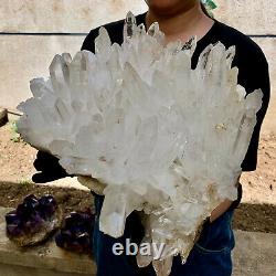 28.27LB Clear Natural Beautiful White QUARTZ Crystal Cluster Specimen Madagascar