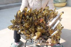 28000g Natural Beautiful Citrine Smoke Quartz Crystal Cluster Tibetan Specimen