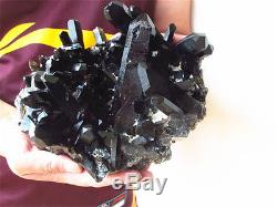 2828g RareNatural Beautiful Black QUARTZ Crystal Cluster Tibetan Specimen 2#
