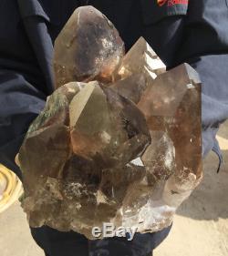 29.8lb Large natural smoky crystal rock quartz cluster point specimen reiki heal