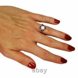 2Ct Round Cut Crystal VVS1/D Diamond Engagement Ring 14K White Gold Finish