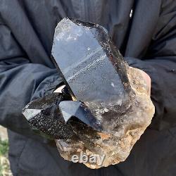 3.19LB Natural Beautiful Black Quartz Crystal Cluster Mineral Specimen Rare