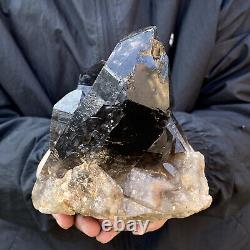 3.19LB Natural Beautiful Black Quartz Crystal Cluster Mineral Specimen Rare