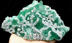 3.2lb NATURAL Calcite Octahedral Green FLUORITE Crystal Cluster Mineral Specimen