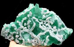 3.2lb NATURAL Calcite Octahedral Green FLUORITE Crystal Cluster Mineral Specimen