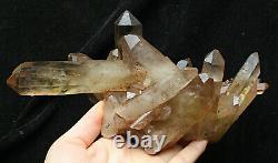3.2lb Natural Clear Smoky Citrine Quartz Point Crystal Cluster Healing Mineral