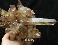 3.2lb Natural Clear Smoky Citrine Quartz Point Crystal Cluster Healing Mineral