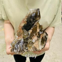 3.3 LB Natural Black SMOKE Color Quartz Cluster Crystal Specimens Mineral