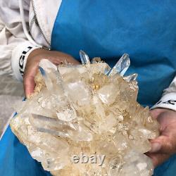3.36LB Natural Clear Quartz Cluster Crystal Cluster Mineral Specimen Heals 413