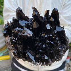 3.3LB Natural Rare Beautiful Black QUARTZ Crystal Cluster Mineral Specimen