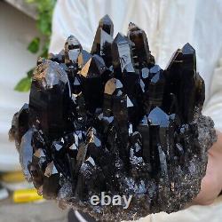 3.3LB Natural Rare Beautiful Black QUARTZ Crystal Cluster Mineral Specimen