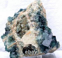 3.48lb NATURAL Viridis Cubic FLUORITE Crystal Cluster Mineral Specimen