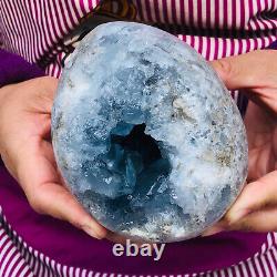 3.58LBNatural Blue Celestite Crystal Geode Quartz Cluster Mineral Specimen Reiki