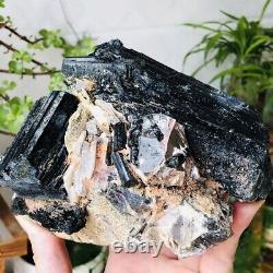 3.58lb Natural Black Tourmaline Quartz Crystal Cluster Rough Mineral Specimens