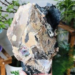 3.58lb Natural Black Tourmaline Quartz Crystal Cluster Rough Mineral Specimens