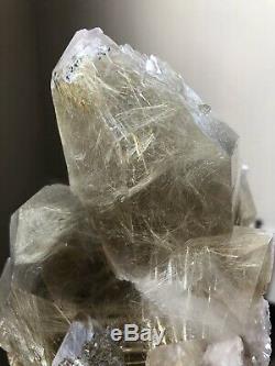 3.5Lb Rutilated Quartz Cluster Double Terminated Quartz Crystal Healed Brazil