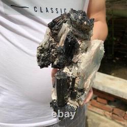3.6LB Natural Raw Black Tourmaline Quartz Crystal Cluster Rough Mineral Specimen