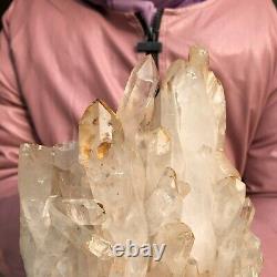 3.78LB Natural Transparent White Quartz Crystal Cluster Specimen Healing 895