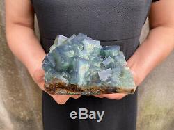 3.7LBS Natural Fluorite Cubes Quartz Crystal Cluster Mineral Specimen Healing B1