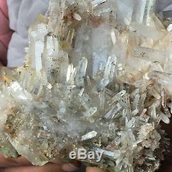 3.7lb Large Natural Clear Green Quartz Crystal Cluster Rough Specimen Healing
