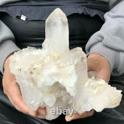 3.85LB Large Natural White Quartz Crystal Cluster Rough Specimen Healing Stone