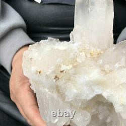 3.85LB Large Natural White Quartz Crystal Cluster Rough Specimen Healing Stone