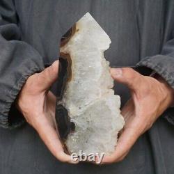 3.8LB 7.3 Natural Agate Carnelian Quartz Crystal Cluster Tower Geode Healing