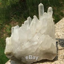 3.8lb Large Natural Clear White Quartz Crystal Cluster Rough Specimen Healing