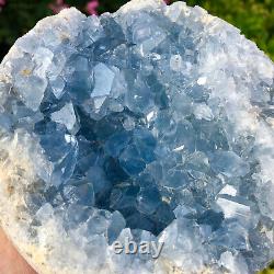 3.99LB Natural celestite geode quartz cluster crystal specimen healing JC2