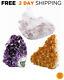 3 Crystal Clusters Specimens Natural Rock Crystal Stone Quartz Slab Brazil Large