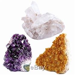 3 CRYSTAL CLUSTERS Specimens Natural Rock Crystal Stone Quartz Slab BRAZIL LARGE