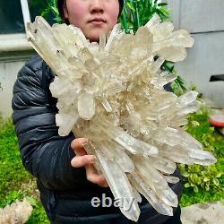 30.69LB Clear Natural Beautiful White QUARTZ Crystal Cluster Specimen
