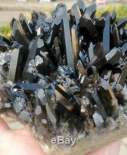 3041g Natural Beautiful Black Quartz Crystal Cluster Mineral Specimen Rare