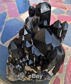 31.2lb Natural Rare Beautiful Black QUARTZ Crystal Cluster Mineral Specimen