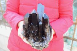 3100g Natural Beautiful Black Quartz Crystal Cluster Tibetan Specimen B001