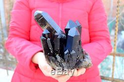 3100g Natural Beautiful Black Quartz Crystal Cluster Tibetan Specimen B001