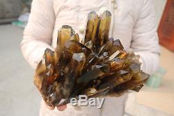 3100g Natural Beautiful Citrine Smoke Quartz Crystal Cluster Tibetan Specimen