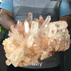 3175g Large Natural Clear Pink Quartz Crystal Cluster Rough Healing Specimen