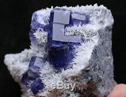 319.1g Blue Purple FLUORITE Quartz Crystal Cluster Mineral Specimen